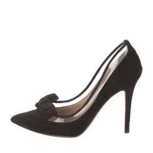 Valentino Garavani Black Pointed-Toe Bow Pumps